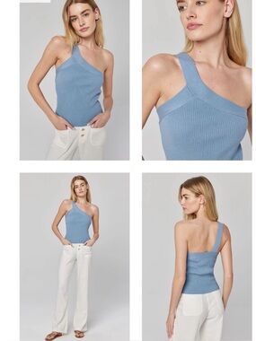 Alp N Rock One-Shoulder Ribbed Tank - Light Blue